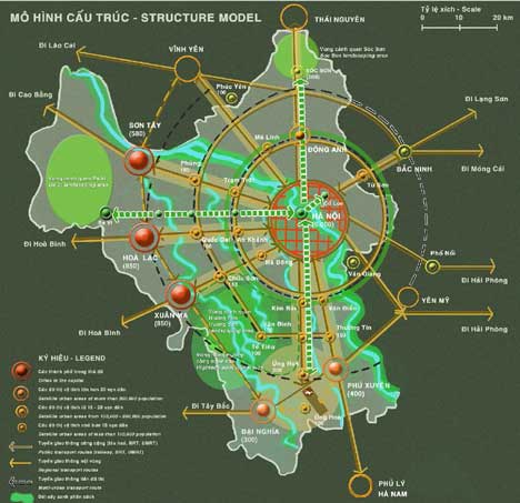 Hai phương án quy hoạch không gian Hà Nội mở rộng 